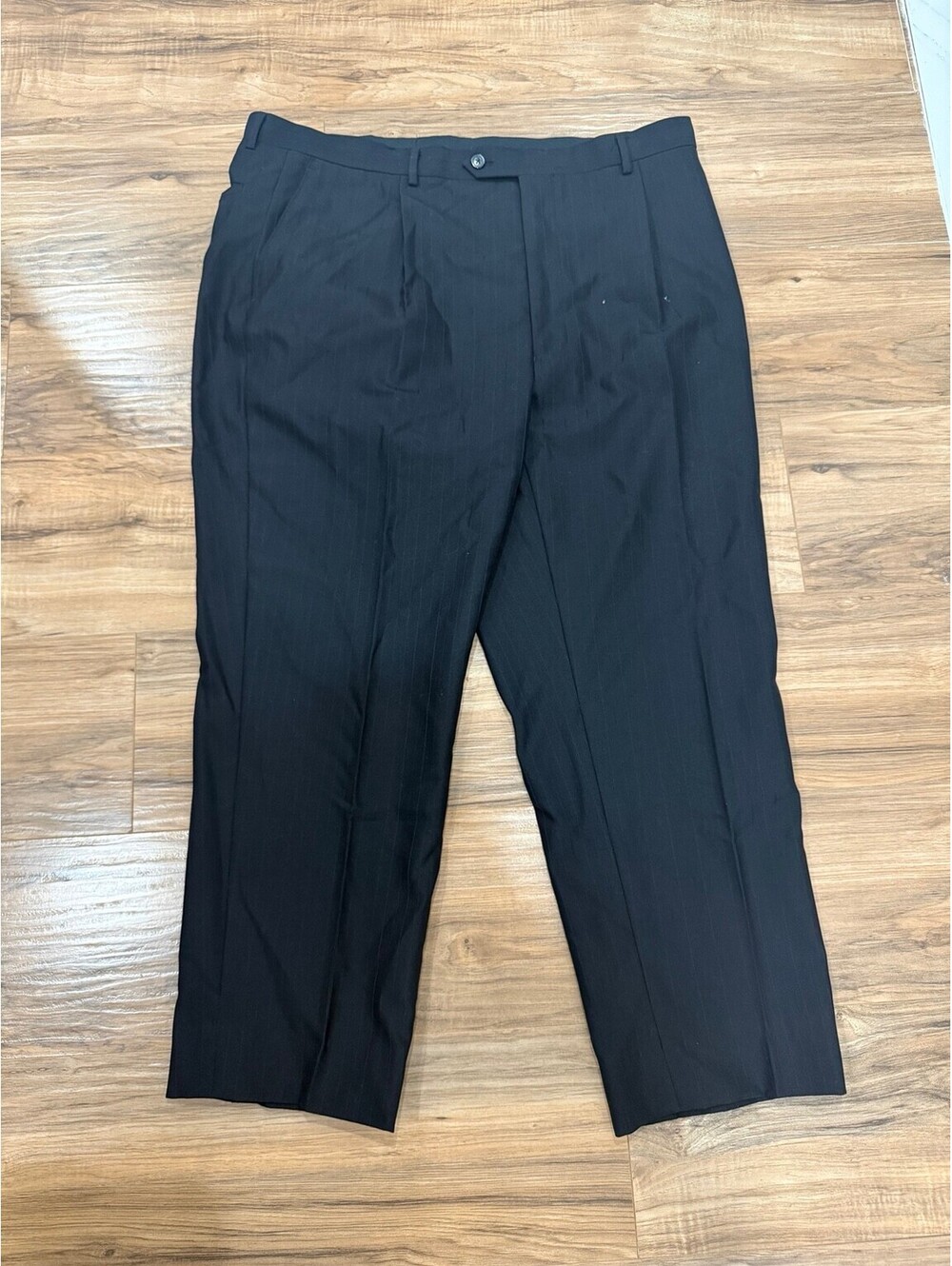 Joseph & Feiss Traveller Black Pinstripe Dress Pants Wool Blend 39x26